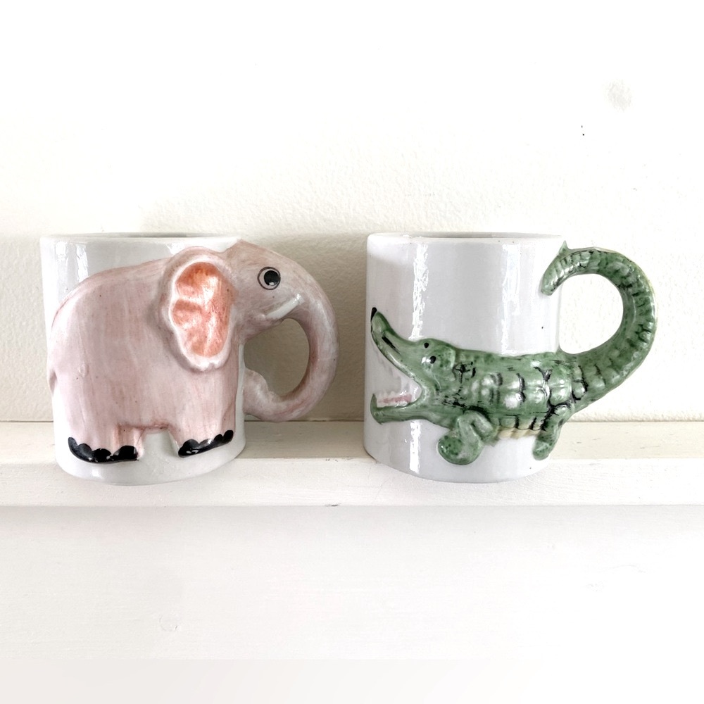 Vintage children’s animal mugs.